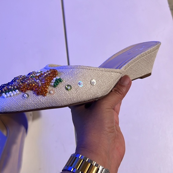JCREW Collection Beaded Mini-Wedge Mules size 8 - Picture 8 of 10